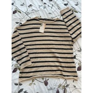 Oversized cream and black striped sweater